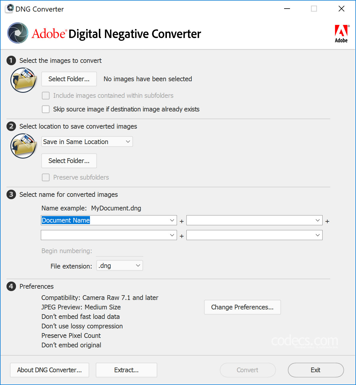 Adobe dng converter update
